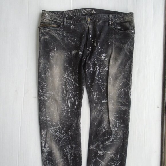 Robin's Jeans Mens Studded Paint Splashed Jeans Pants Size 42 Black - Picture 3 of 7